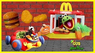 McDonald's Drive Thru Pretend Play Food for Kids! Gus Goes To McDonald Ride On Car Happy Meal