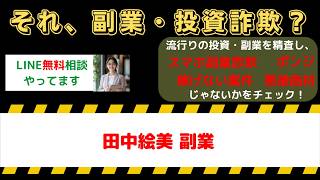 【被害報告あり】田中絵美の副業は詐欺？口コミ・評判と実態を暴露
