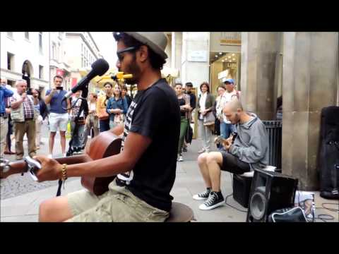 Edwin WALK OF LIFE busking jam - feat. Valerio Papa - Milano 15/06/2014