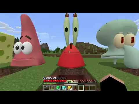 SECRET BASEMENT OF SPONGEBOB PATRICK MR KRABS AND SQUIDWARD in Minecraft - Gameplay - Coffin meme
