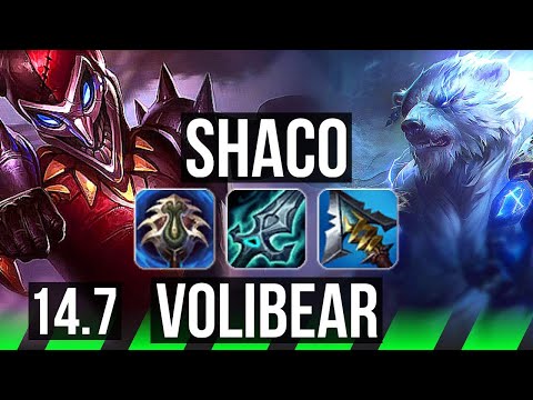 SHACO vs VOLIBEAR (JGL) | 44k DMG, 1000+ games, Comeback, 18/5/16, Godlike | EUW Master | 14.7