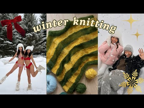what i knit on my snow cabin trip (the perfect striped sweater!) ‧₊˚🎄✩ ₊