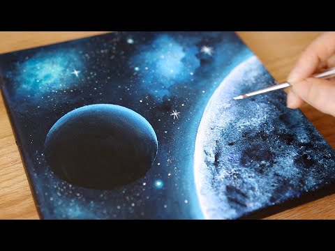 Black Canvas Acrylic painting | Space Painting | Painting Tutorial for beginners #106