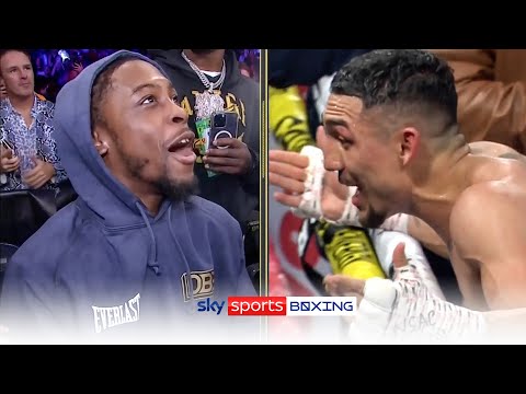 HEATED! Teofimo Lopez & Keyshawn Davis exchange words ringside 😡