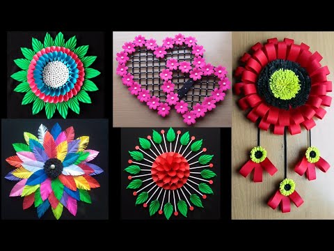 5 Beautiful Paper Flower Wall Decor Ideas | Wall Hanging Ideas | Paper Crafts