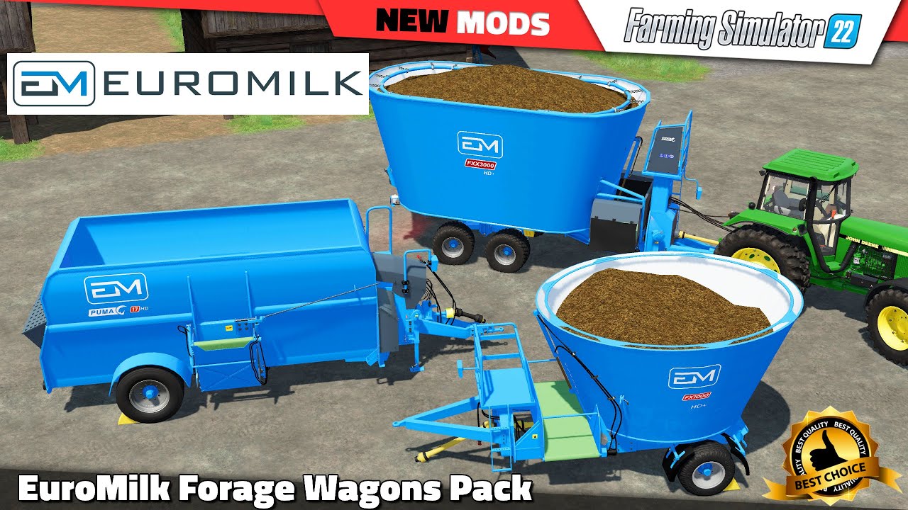 FS22 | EuroMilk Forage Wagons Pack - Farming Simulator 22 FS22 Mods Review (2K 60Hz)