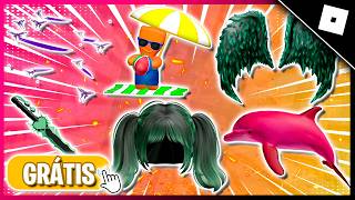 COMO PEGAR 12 ITENS GRÁTIS NO ROBLOX - ASAS, CABELOS E ESPADAS GRÁTIS NO ROBLOX + AURA LADYBUG