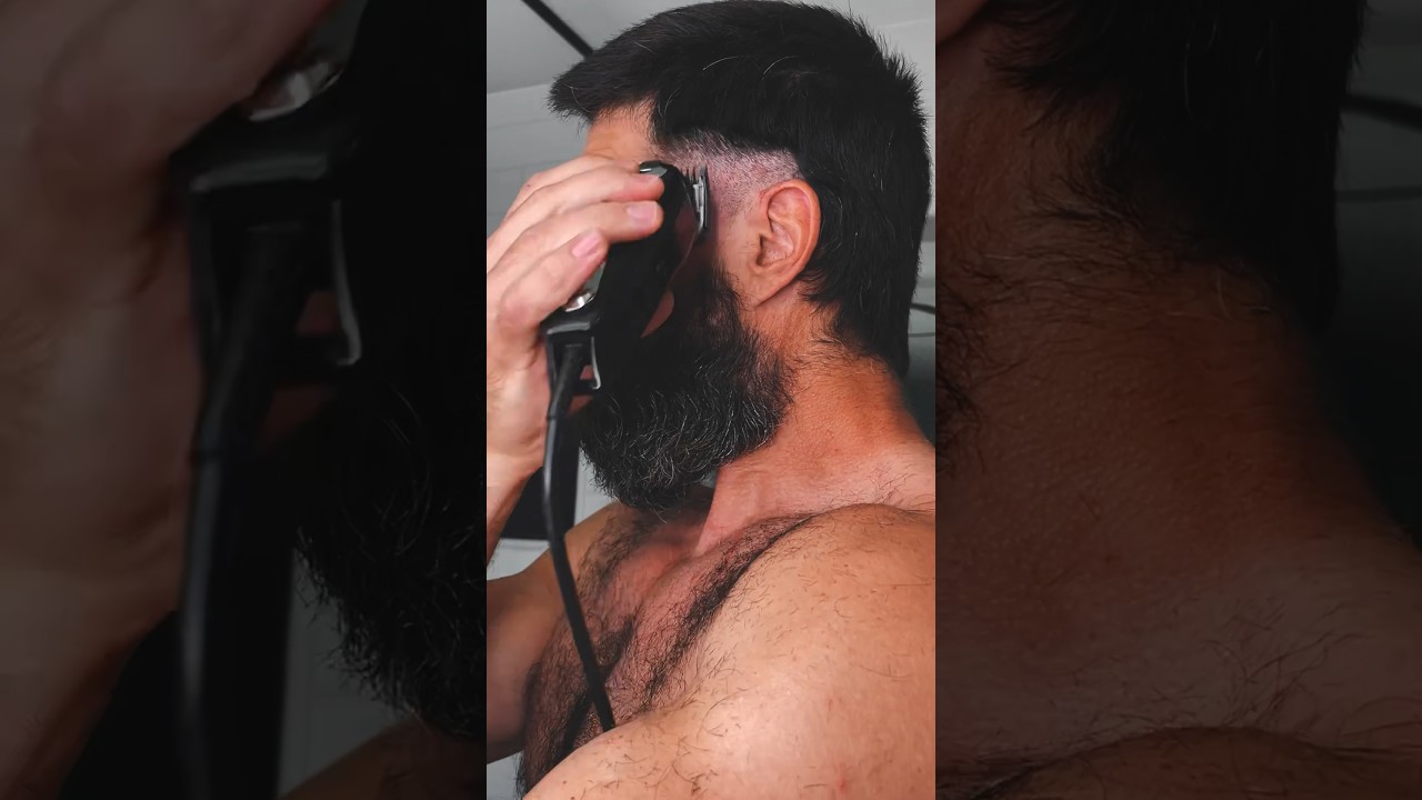 Haircut Short Hair Mullet Fade and Beard Trim Transformation #haircut #fade #beard #transformation