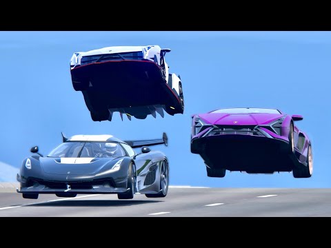 Lamborghini Veneno Jet Engine vs Koenigsegg Jesko Jet Engine vs Lamborghini Sian Jet - Drag Race