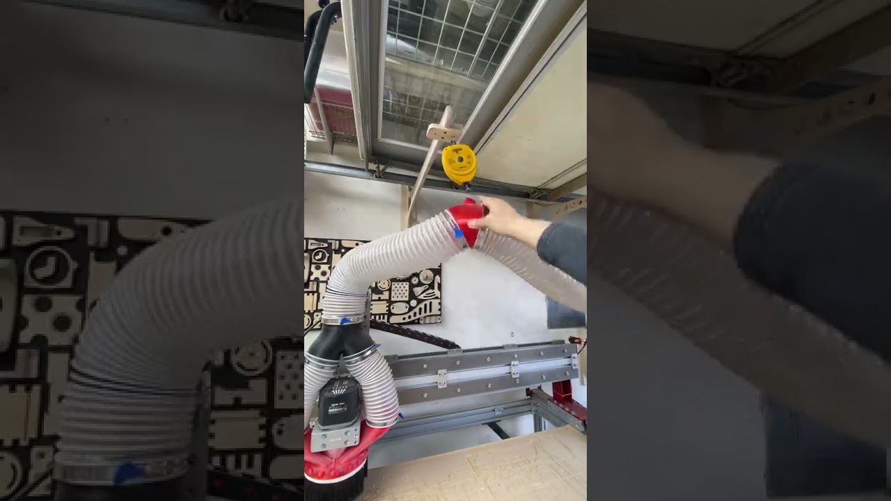 Tigon TW-1R Retractor for dust collection hose. #cnc #cncowners #cncwoodrouter #cncwoodworking