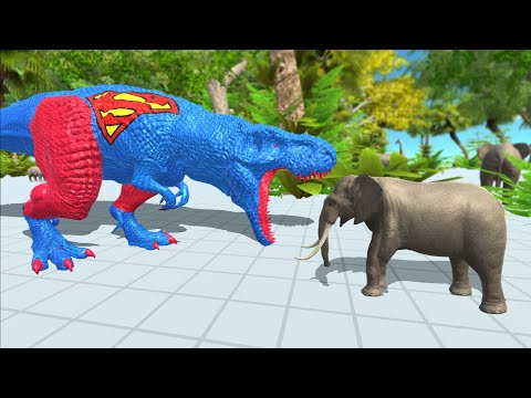 SUPERMAN T-REX JUNGLE RAMPAGE - Animal Revolt Battle Simulator