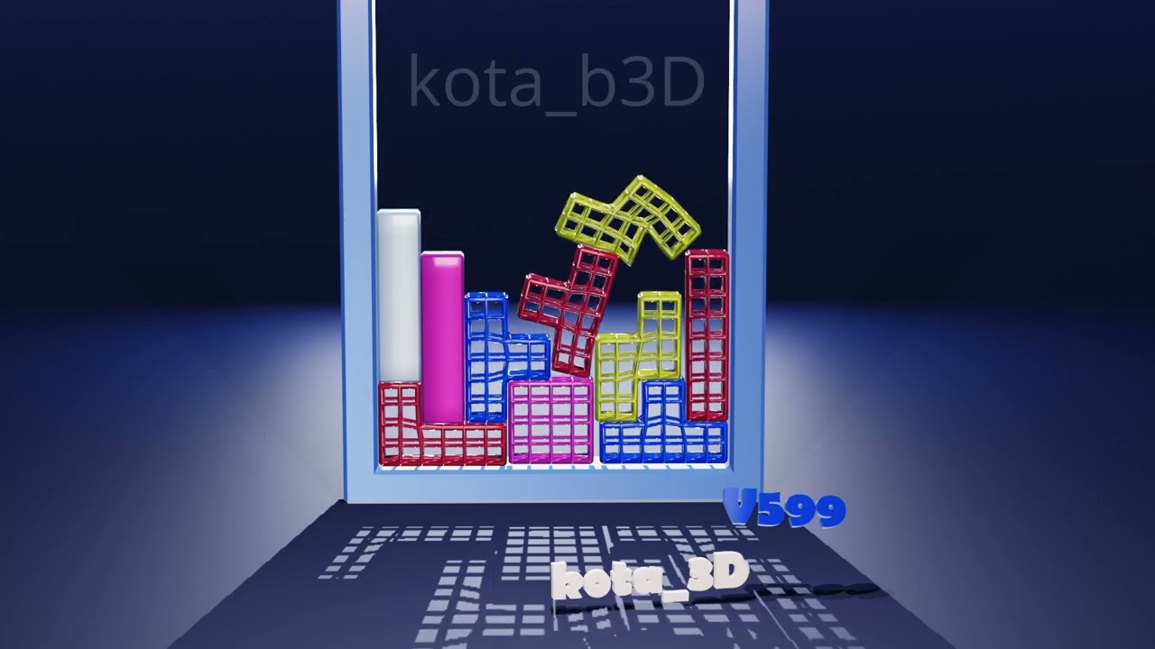 Tetris Softbody Mesh 599 / Blender Animation #softbody #games #tetris #gaming #animation #puzzle