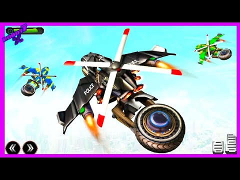 Flying Police Helicopter Bike and Rescue City from Robot Invasion Android Robot Game