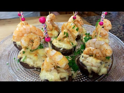 CHAMPIÑÓNES CON GAMBAS Y BEICOM (ENTREMÉS ESPECIAL) | MUSHROOMS WITH PRAWNS AND BACON 🎄🎅🏻🎉