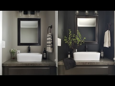 From BORING GRAY to MOODY BLACK | Small Bathroom Makeover