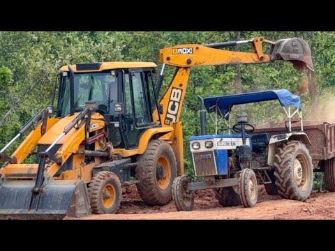 JCB 3DX New 2025 Sawraj Mahindra old tractor Loading Soil for new Road ll JCB Tractor Video JCB