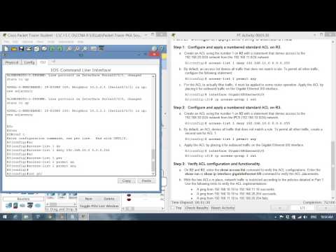 CCNA2 9.2.1.10 Packet Tracer Configuring Standard ACLs