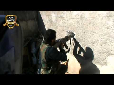 استهداف حاجز ملعب الحمدانية في حي صلاح الدين في حلب من قبل كتيبة ذو النورين