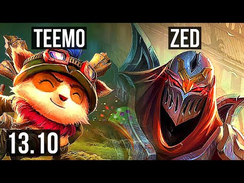TEEMO vs ZED (TOP) | 6 solo kills, 1.6M mastery | KR Diamond | 13.10