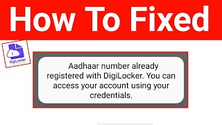 Aadhaar Number Is Allredy Registered With Digilocker.You Can Access Your Account Using Your