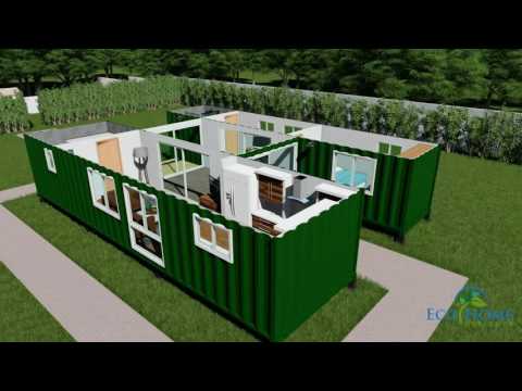 SCH15 2 x 40ft Container Home with Breezeway 3D render video