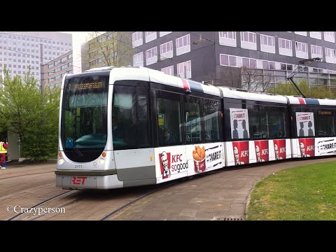 RET tram Citadis 2111 (reclame KFC) vertrek Erasmus Universiteit naar Willemsplein!