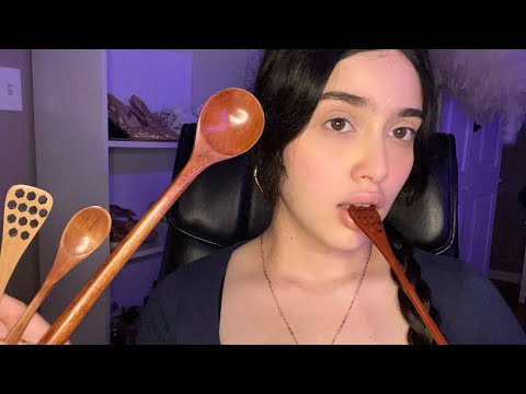 ASMR - SONIDOS DE BOCA CON CUCHARAS DE MADERA ( WOOD SPOON MOUTH SOUNDS )