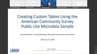 Creating Custom Tables using the American Community Survey Public Use Microdata Sample