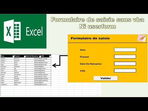 Excel : formulaire de saisie sans vba sans userform