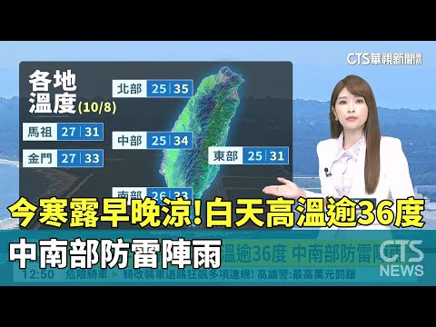 今寒露早晚涼！白天高溫逾36度　中南部防雷陣雨