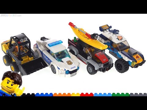 Four LEGO City set reviews! Desert Rally, Police Car, Kayak Adventure, Loader