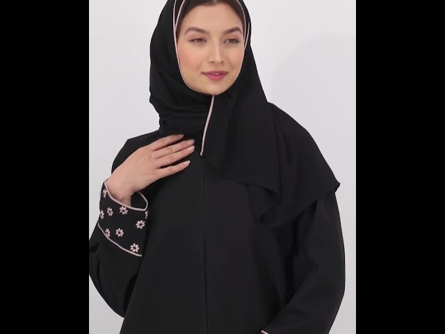 عباية تطريز ورد زهري