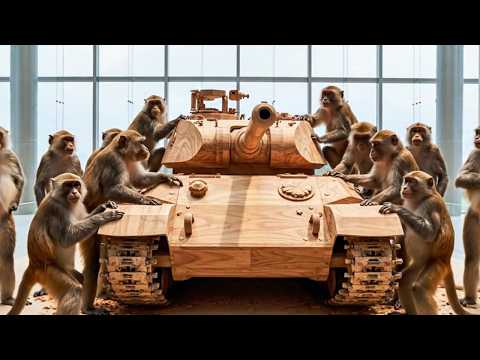 Building Wooden Tank 🚜🐒 Monkey Engineers Craft A Giant Wooden Vehicle | FactoryX