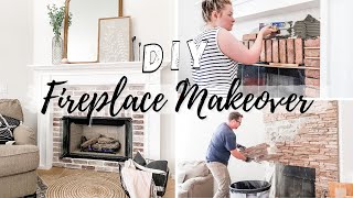 DIY FIREPLACE MAKEOVER | How we built a new mantel and installed real brick!