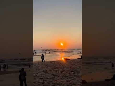 Baga Bliss: Where Sunsets Paint the Sea 🔴🌊 #GoaVibes" #beachlife #goavibes