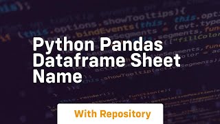 python pandas dataframe sheet name