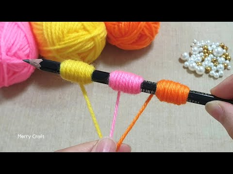 2 Amazing Hand Embroidery Rose Flower Making Idea with Pencil - Easy Sewing Hack -DIY Woolen Flowers