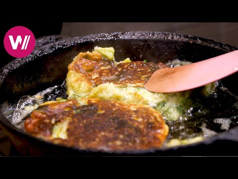 Snowdonia - Leek fritters with seaweed and egg and leek cake | At our Neighbour's Table