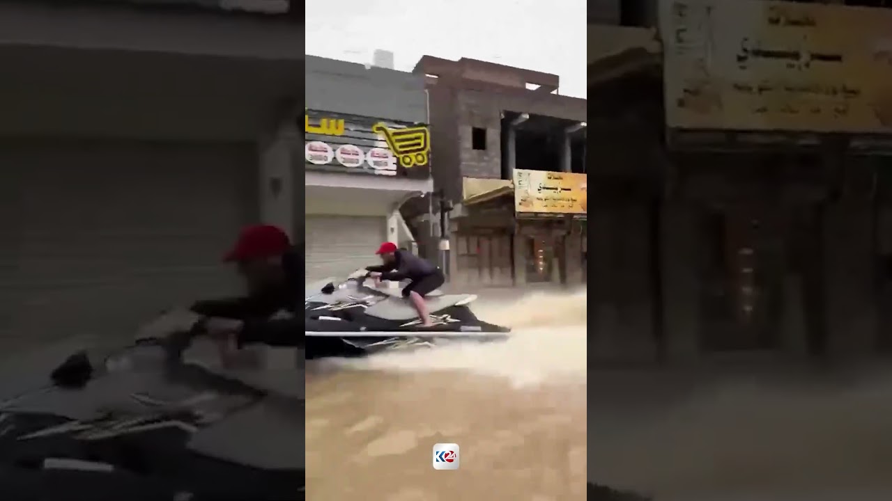 ڤیدیۆ | لە شەقامەکانی مووسڵ لافاو ھەستاوە، ببینە بەچی ھاتووچۆ دەکات