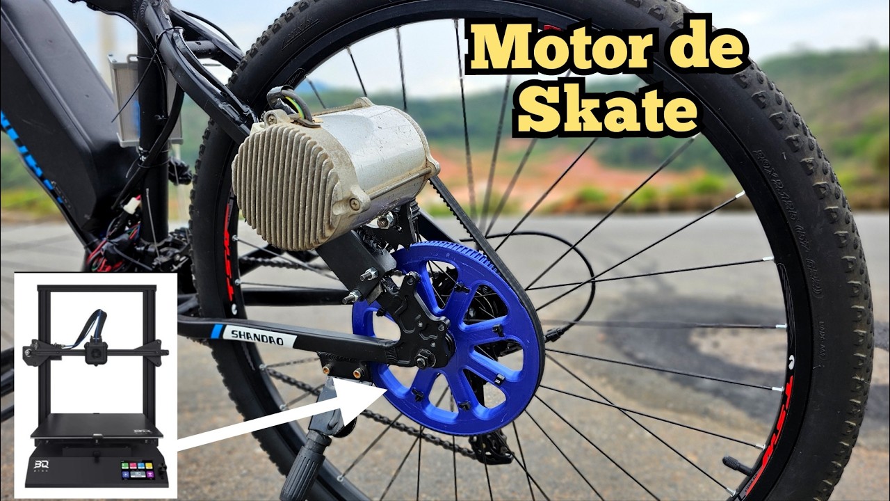 electric bicycle with SKATE motor pulley made on the BIQU 3D printer