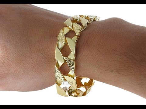 9ct 14ct 18ct  Textured Curb Bracelet  59.6g- Hatton Jewellers London