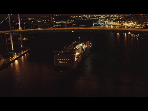 4516. Älsvsborgsbron (Älvsborg bridge) Drone Stock Footage Video