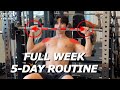 1 Week Gym Routine 5 Day Split For Muscle Growth Weeklyworkout Gymtips Fitnesstips