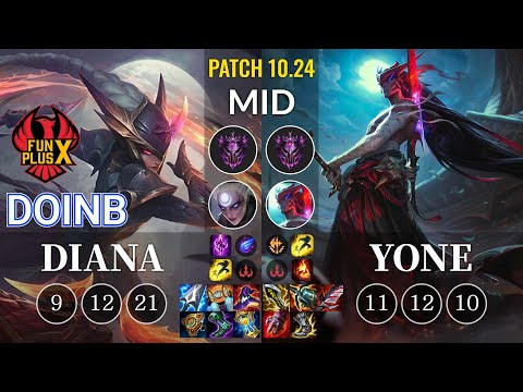 FPX Doinb Diana vs Yone Mid - KR Patch 10.24