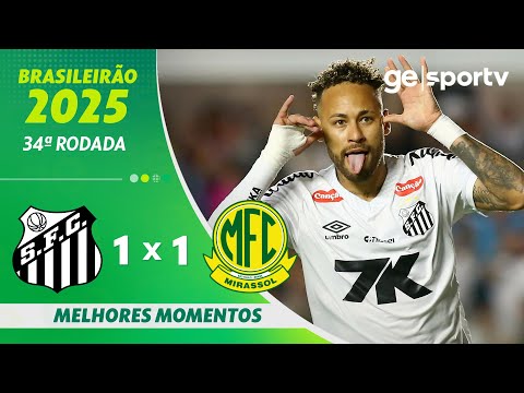 Gols e lances de Santos x Mirassol