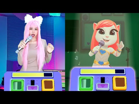Imitate Angela Singing - Angela Or More Lovely Girl ? | My Talking Angela 2 Real Life And Game Play