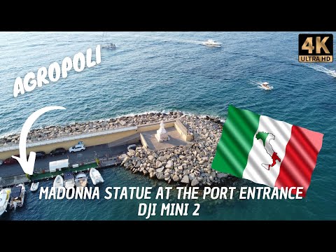 Agropoli (Italy,Cilento) 2022 Madonna statue at the port entrance to Agropoli - Fly with Dji Mini 2