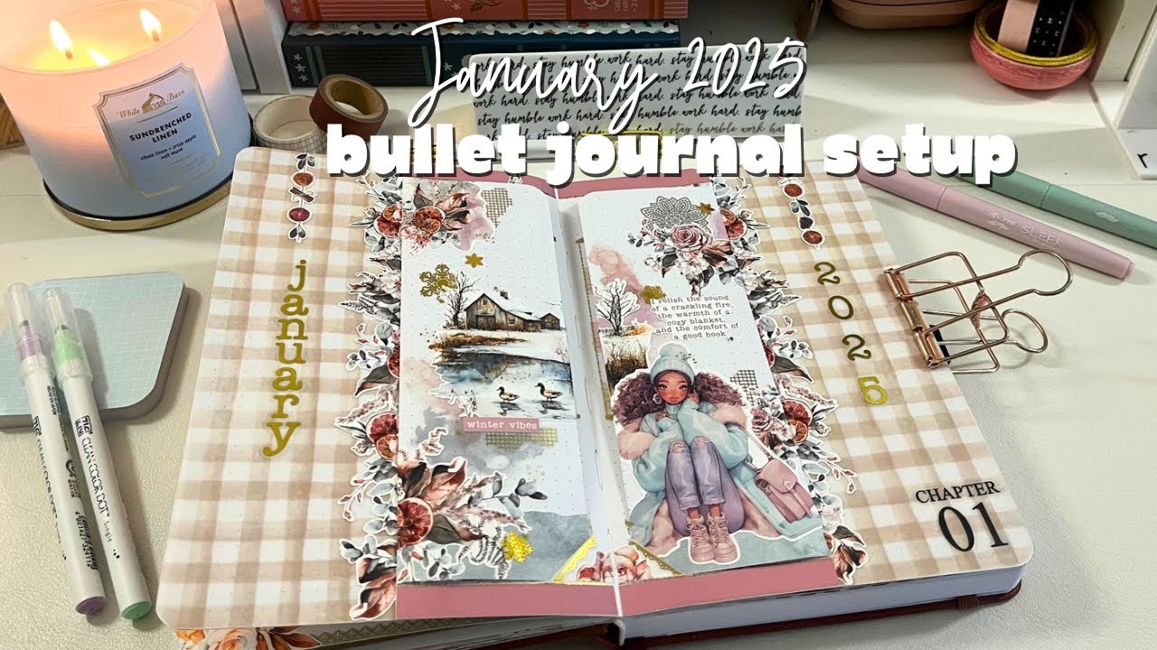 January 2025 Bullet Journal setup | Cute & Interactive Bullet Journal Ideas