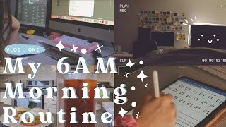 a productive morning: waking up at 6am, studying, fitness, + chill vibes : vlog 001