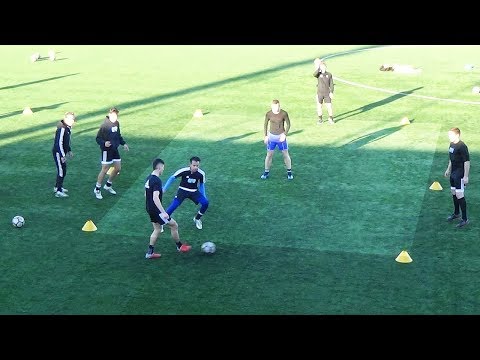 SoccerCoachTV.com - Barcelona Possession Penetration Drill.